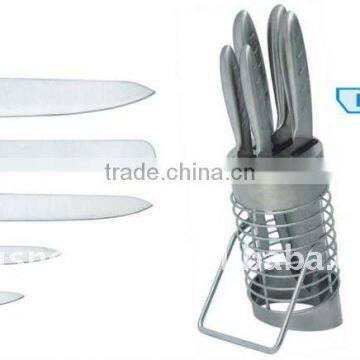 6pcs steel kitchen knife set with block,High-quality material,all steel handle