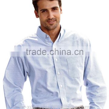 SZXX Hot Sale Manufacturer Blue Stripe Long Sleeve Mens Shirts