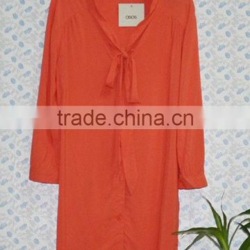 orange colour women formal long shirts designs