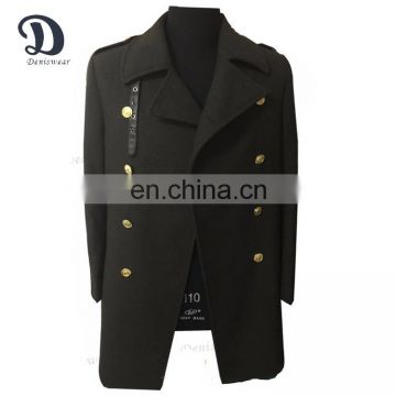 military newest men metal button wool long coat