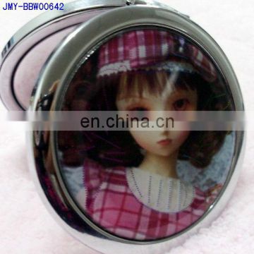Cute Barbie doll fashion promotional matel pocket mirror