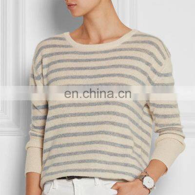 New Design Long Style Striped Pattern Cashmere Sweater Knitwear