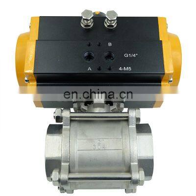 pneumatic three way female threaded ball valve steam  valve clamp 3 way ball valve