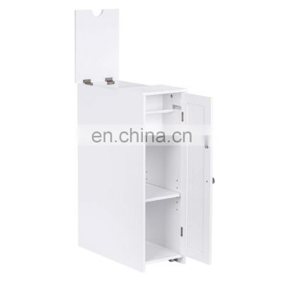 Tissue Holder Freestanding Cabinet Bathroom Kitchen Living Room Storage with Door 2 Tier Shelves