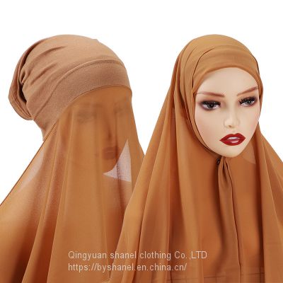 MSL002 beige hijab,2022 hijab, Muslim hijab, instant cap hijab (instant hijab) Muslim hijab, One Size