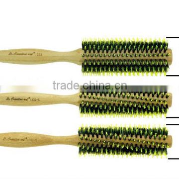 high quality nature bamboo rotating hair brush