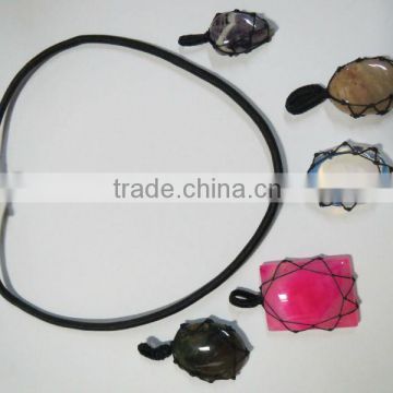 DIY Inter Changeable Threaded Gemstone Pendant Necklace