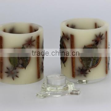 tealight hurricane candle holder with customize dry flower design