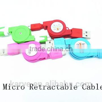 New Fashion portable mobile phone retractable cable micro usb cable cellphone micro retractable cable