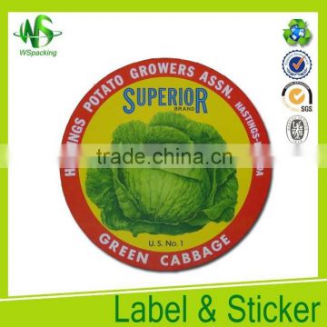 Green cabbage product label customed printed label plant labels