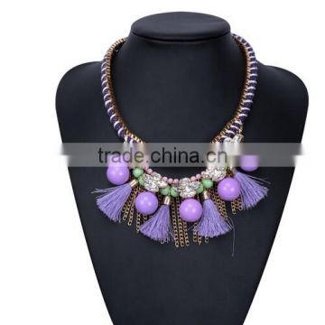 New Vintage Fashion Exaggerate Chain Choker Tassels Statement Bib Women Tassel Necklace