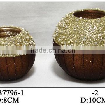 brown glass round tealight holders