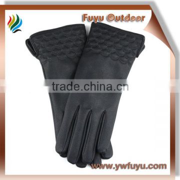 black ladies cheap lined gloves pu leather
