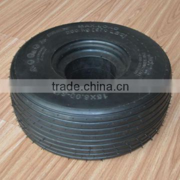 15 x6.00-6 flat free rubber tire with rib tread for TORO residential and commercial mowers
