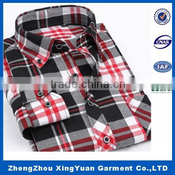 Comfortable cotton fabric Long Sleeve Men's wholesale plaid shirt printing