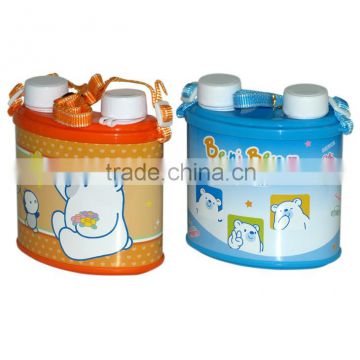 Double walls water bottle with wo inner containers