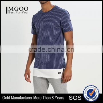 MGOO New Launched Streetwear Cool Fit T-shirt Mens Vertical Stripe Longline T Shirts