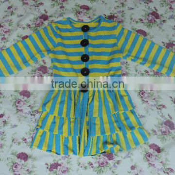 2017 Baby Girls Spring Ruffle Coat Kids Girls Stripe Cotton Comfortable Jacket Use Button