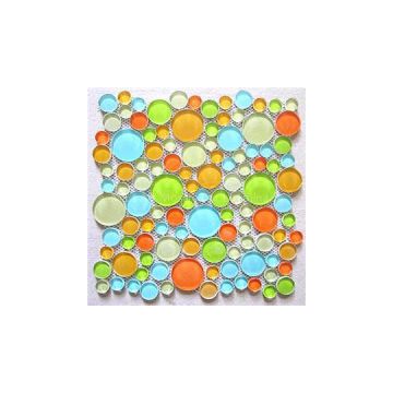 [Mius Art Mosaic] Glossy white ,blue and orange color mix crystal glass mosaic tile for Children room