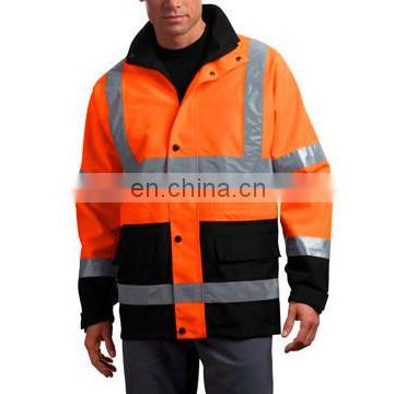 hi-vis safety workwear jacket with reflective tape /waterproof jacket