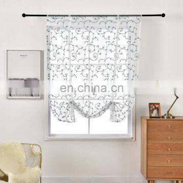Floral Embroidery Drapes sheer kitchen window curtains
