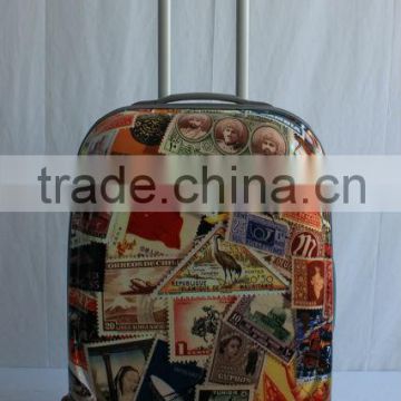 stamp printed suitcase travel luggage