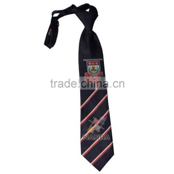School strip tie in black with logo