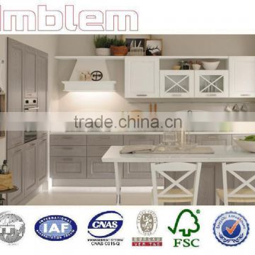 Amblem Quality Guaranteed modern grey wood PVC membrane kitchen cabinet(1 year warranty)