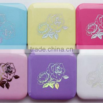 2014 newly shining plastic pocket mirror with one side golden flower pattern,wholesale pocket mirrors,ME204B