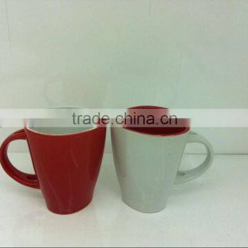 red heart shape ceramic couple mug with spoon set