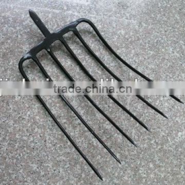 Forged garden fork with 6 tines.