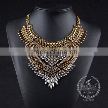 high quality vintage rhinestone chunky statement necklace tin alloy fashion women pendant necklace 6390146