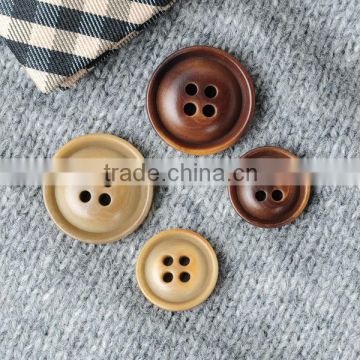4 Holes 24L& 32L Beige & Brown Burnt Natural Corozo Nut Button for Men's Suit with Border