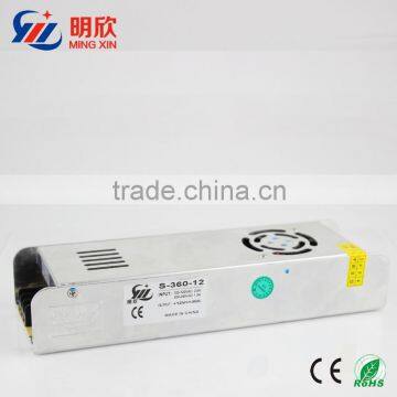 Single output type dc 12v 30a 360w slim case power supply ,constant current strip led driver