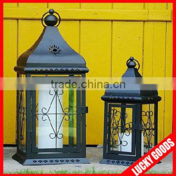 black luminos display glass window metal candle lantern