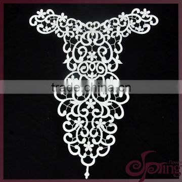 White water soluble embroidery design lace motif, chemical embroidery lace collar