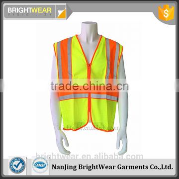 ANSI /ISEA 107-2015 standard yellow orange high visibility fluorescent polyester ansi safety vest