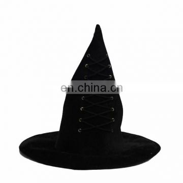 MCH-1137 Party funny velvet wholesale adult black imprint witch Hat for Halloween