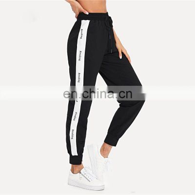 Sweatpants Women's Casual Loose Trousers For Women Black Striped Side track Pants for ladies custom joggers