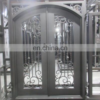 Unique residential round  safety custom wrought iron entry front door
