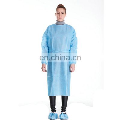 Cheap wholesale non woven disposable protection isolation gown with cuffs