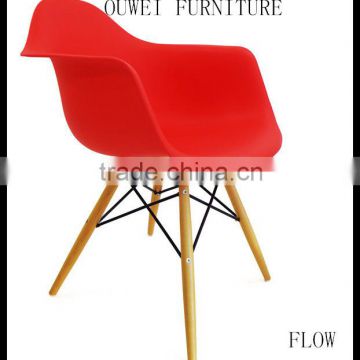 Red DSW wooden chairs with arms