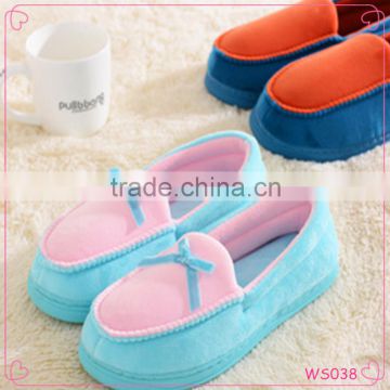 korean style lovely women cotton slippers soft bottom floor slippers simple design women winter slippers