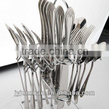 24pcs spoons with stainless steel shelf and color box packing and mirror polishing ///Factory sell directly