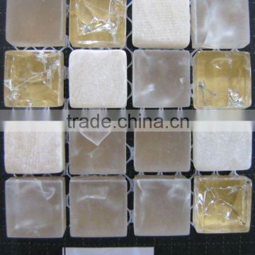 Stone and glass material glass stone square shape mosaic