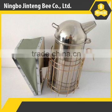 Beekeeping tools big stainless steel round cover smoker with leather bellow