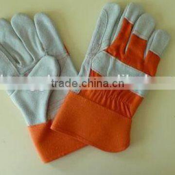 cow split leather gloves, mechanic working gloves, double palm leather gloves,working gloves