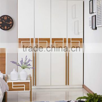 Modern wooden high glossy white promotional four door wardrobe