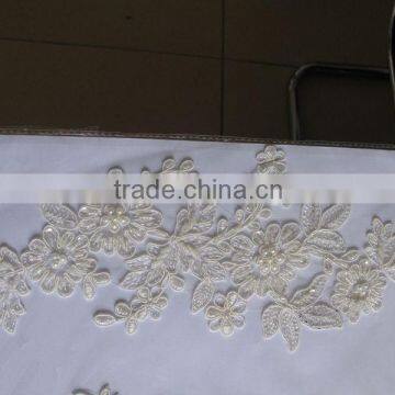 lace motifs with beading in stock/vory Iron on Applique Flower Embroidery Design Patch