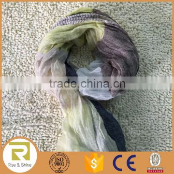 Wholesale 100% Linen yarn dyed fringed shawl scarf
